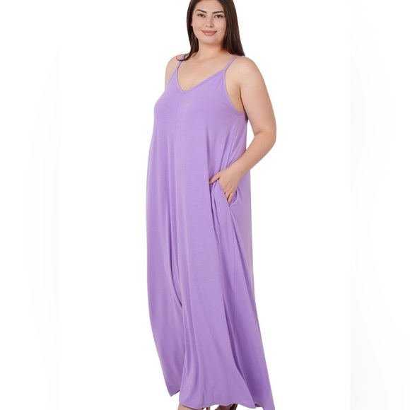 NWT Lavender  Plus Size Maxi Dress With Pockets Size Various - Picture 11 of 15